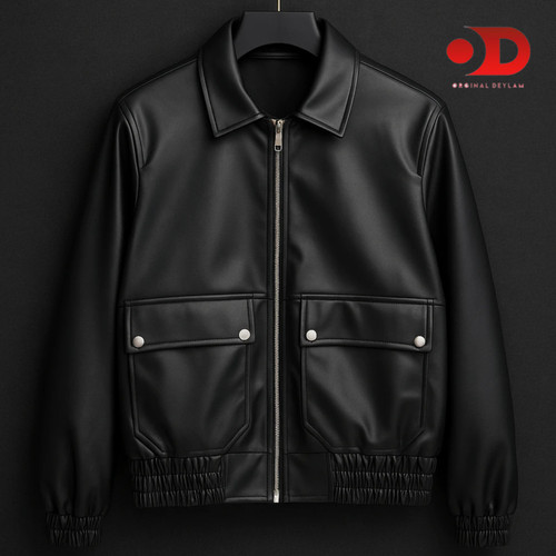 محصول لوکس*جکت چرم مشکی مردانه مدل باکسی اولد مانی | اورجینال دیلم