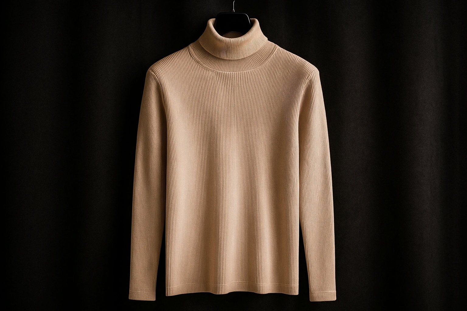 پلیور بافت یقه اسکی مردانه شتری بافت کبریتی خاص و شیک / فری سایز