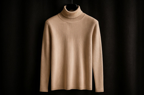 پلیور بافت یقه اسکی مردانه شتری بافت کبریتی خاص و شیک / فری سایز