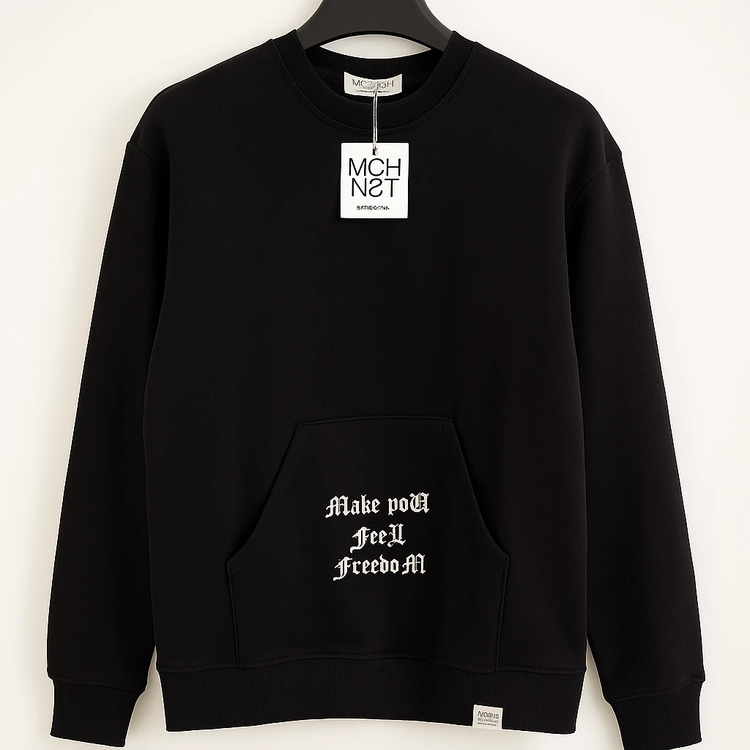 دورس یقه گرد مشکی طرحدار پارچه سه نخ پنبه کیفیت بالا * فری سایز مناسب ایکس لارج و دو ایکس لارج