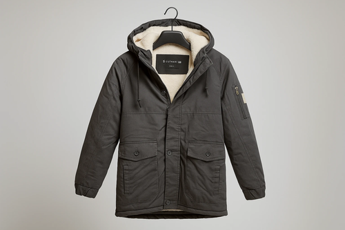 اوورکت کاپشن داخل خز بره ای ذغالی مردانه | فوقالعاده شیک و با کیفیت