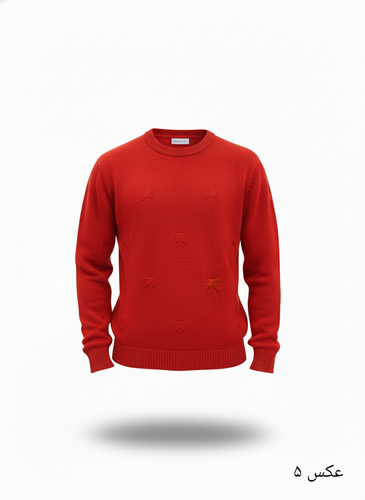 پلیور بافت قرمز جذاب یقه گرد زاپ مینیمال | فری سایز لش