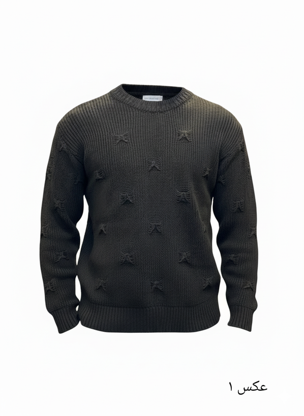 پلیور بافت مشکی شیک یقه گرد زاپ مینیمال | فری سایز لش