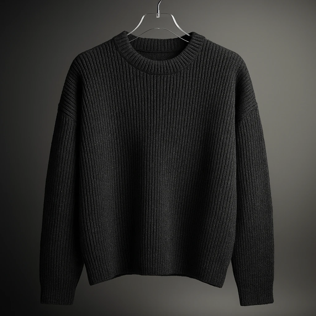 پلیور بافت یقه گرد ذغالی شیک | فری سایز لش