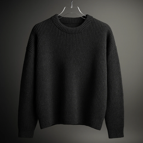 پلیور بافت یقه گرد ذغالی شیک | فری سایز لش