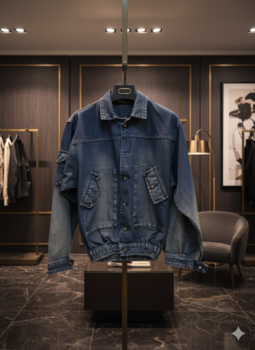 کت لی جدید لش باکسی مدل Vintage Washed Denim Relax Fit | رنگ آبی کثیف کلاسیک | استایل محبوب Old Money و Street‑Lux.