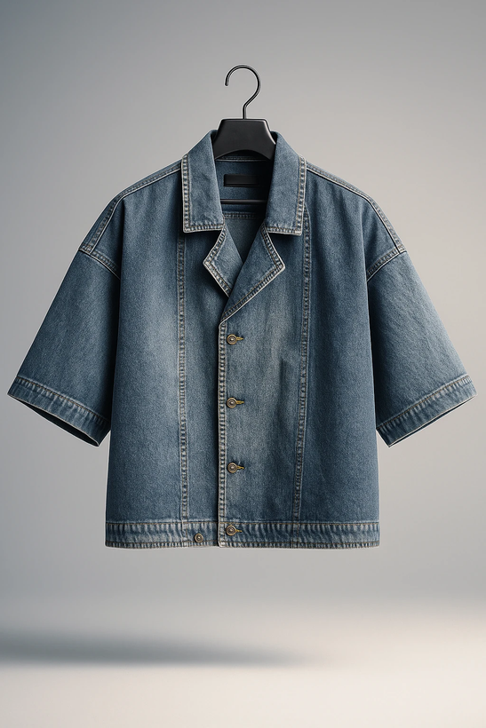 محصول پرمیوم پلاس # ژاکت جین لش باکسی با دورکش و جیب زاویهدار -سبز لوکس”