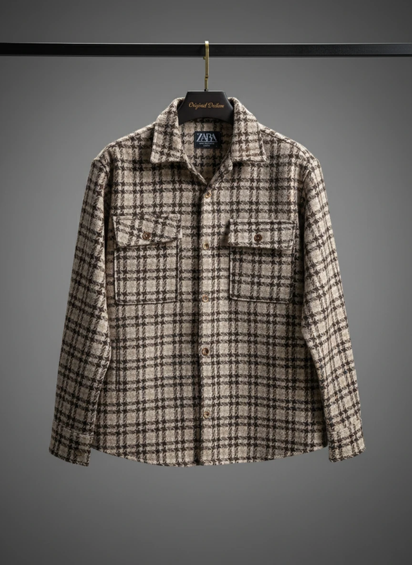 پیراهن پشمی چهارخانه مدل باکسی لش درجه یک | اورجینال دیلم