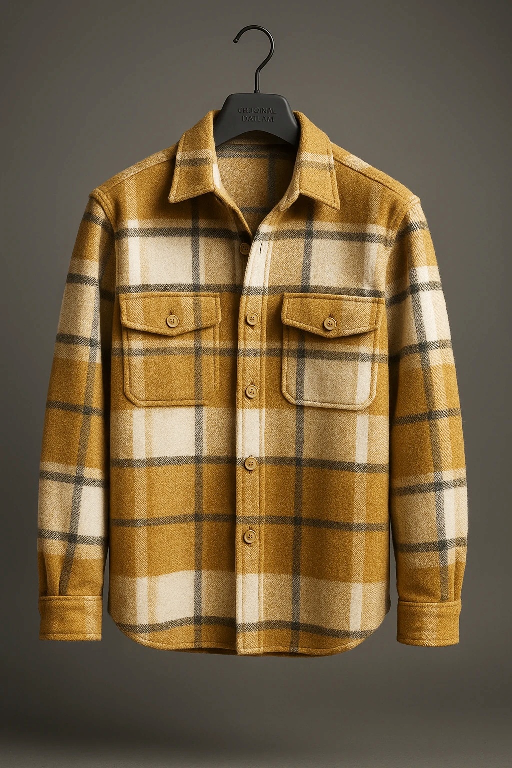 پیراهن پشمی سفید خردلی فوق‌العاده خفن و شیک مردانه کد ۹۳۷۷