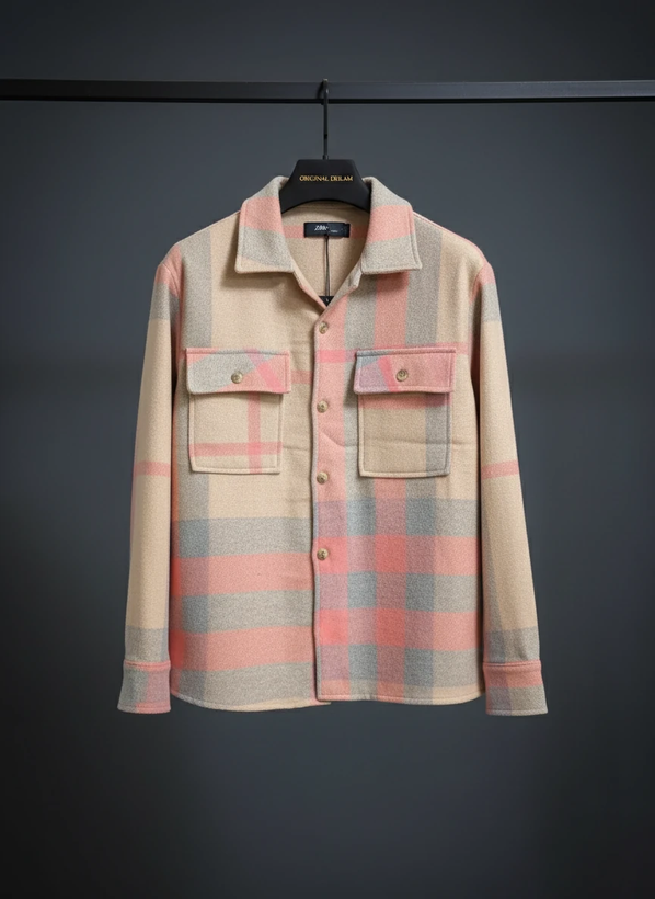 پیراهن پشمی باکسی طرح وینتیج کلبه ای قرمز کد ۸۷۰