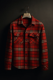 پیراهن پشمی باکسی طرح وینتیج قرمز مشکی کد ۸۷۲