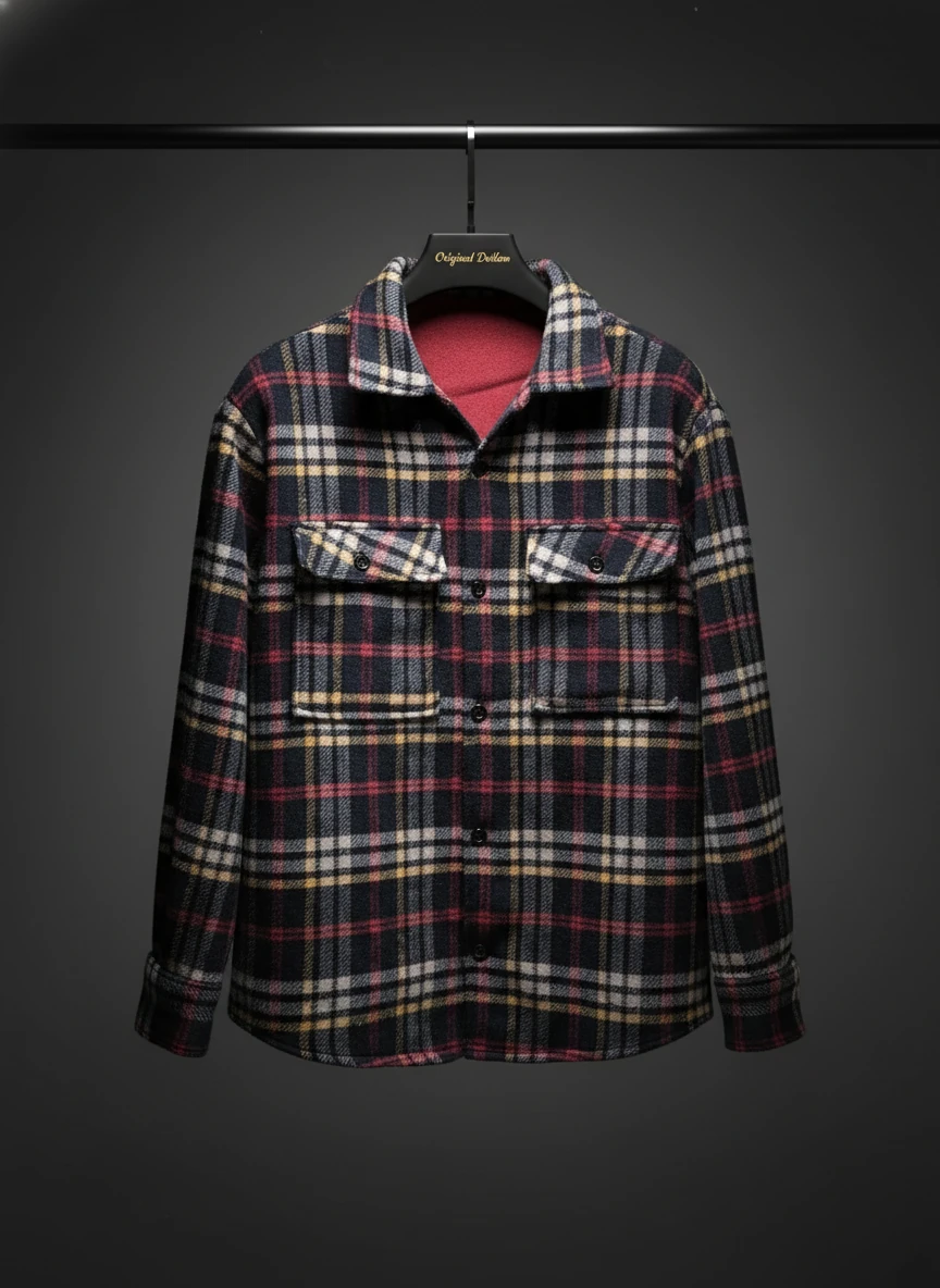 جکت فوتر چهارخونه پشمی گرماژ بالا سنگین وزن | اولد مانی باکسی