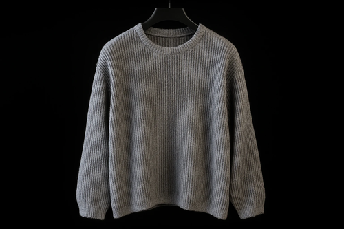 پلیور بافت یقه گرد طوسی روشن شیک | فری سایز لش