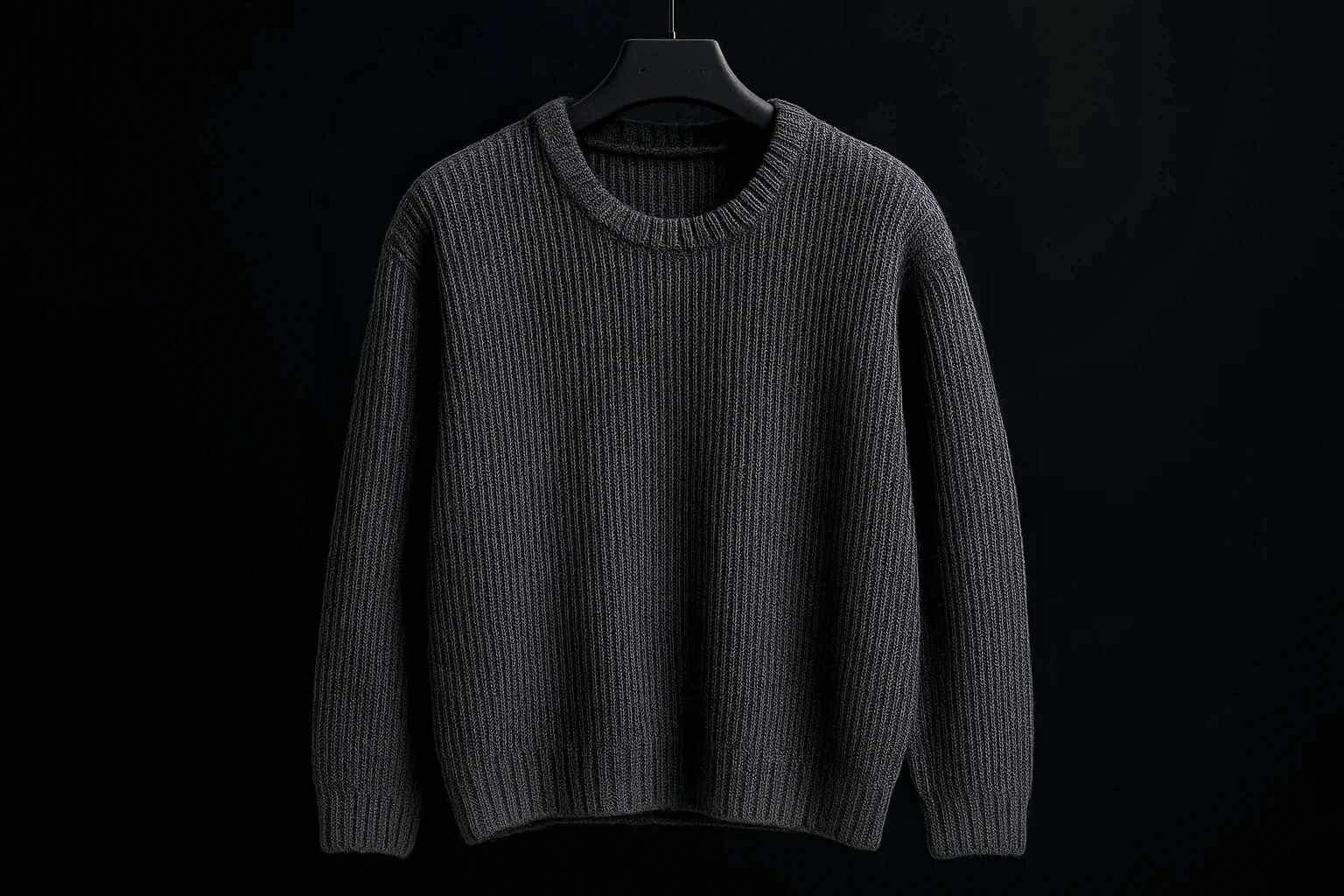 پلیور بافت یقه گرد ذغالی سیر شیک | فری سایز لش