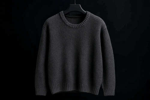 پلیور بافت یقه گرد ذغالی سیر شیک | فری سایز لش