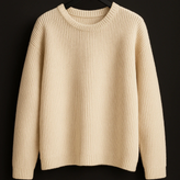 پلیور بافتنی لش باکسی | یقه گرد کرم استخونی شیک | فری سایز لش