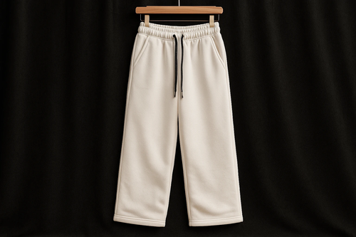 شلوار اسلش بگ سفید مردانه پارچه دورس سه نخ پنبه مردانه | استایل پاییزی مدرن 2025