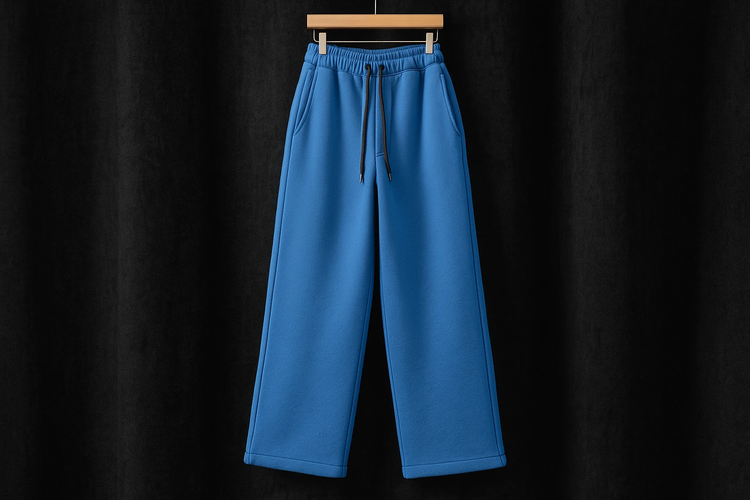 شلوار اسلش بگ آبی مردانه پارچه دورس سه نخ پنبه مردانه | استایل پاییزی مدرن 2025