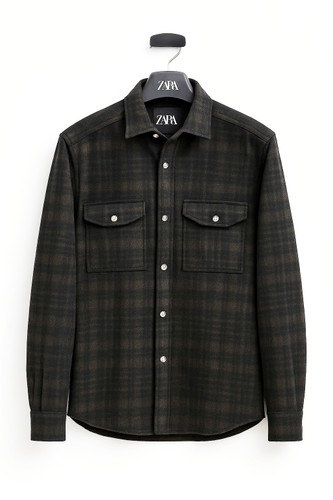 جکت پشمی چهارخانه قهوه ای سوخته گرماژ بالا | کد ۷52