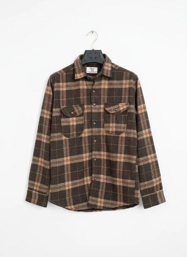 جکت پشمی پاییزه 🍂 چهارخانه قهوه ای روشن گرماژ بالا | کد 753