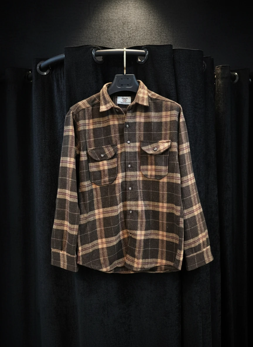 جکت پشمی پاییزه 🍂 چهارخانه قهوه ای روشن گرماژ بالا | کد 753