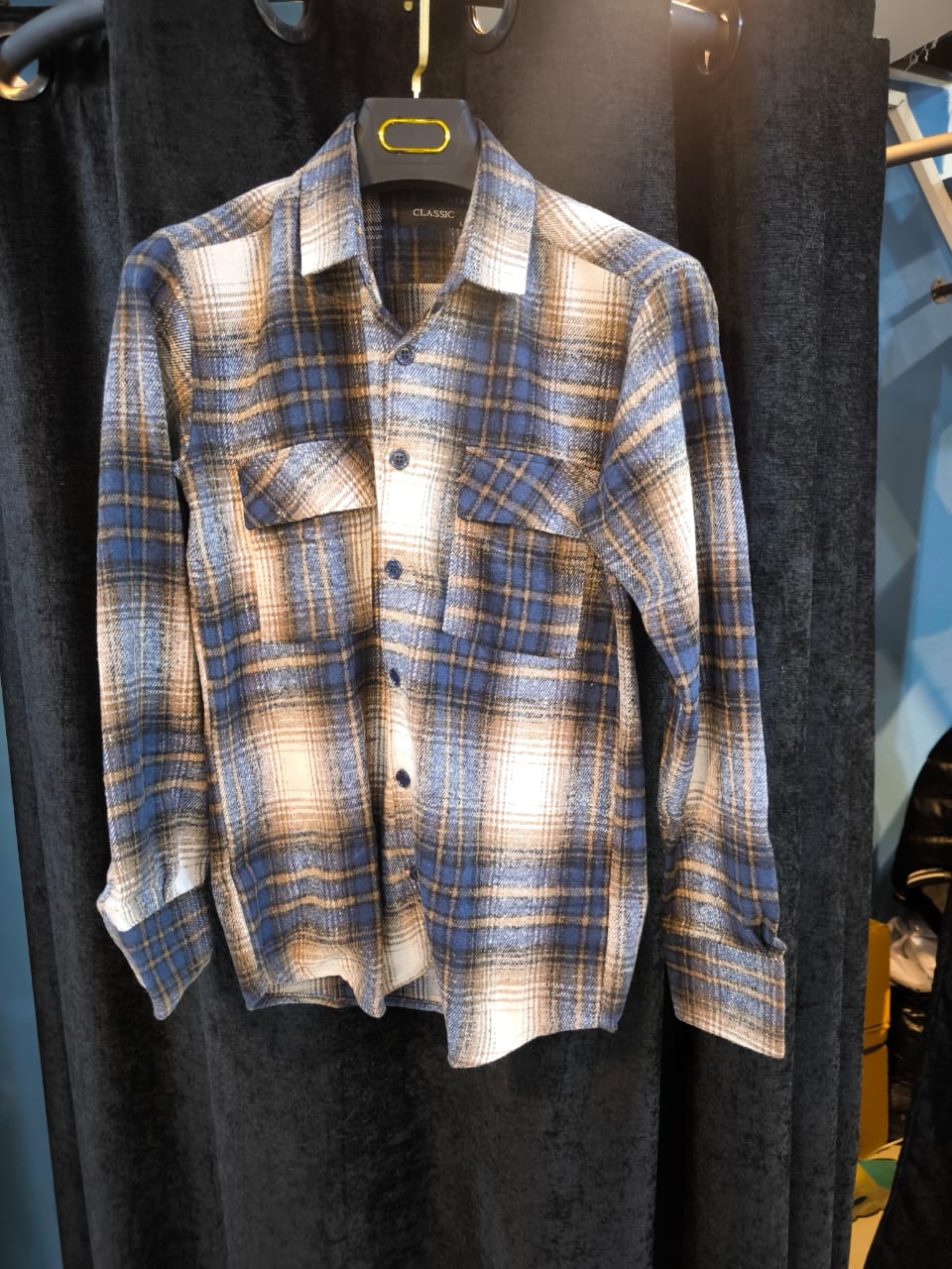 پیراهن پشمی چهارخونه از پارچه پشمی برس خورده با ترکیب رنگی خاص و جذاب _ کد۸۹۰