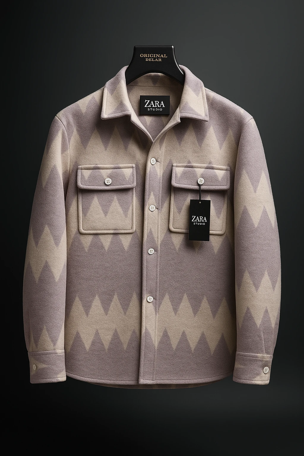 کت فوتر پشمی با طرح هندسی مدرن داری (ترکیب رنگ خاص با پترن‌های زاویه‌دار) | سنگین‌وزن