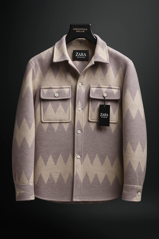 کت فوتر پشمی با طرح هندسی مدرن داری (ترکیب رنگ خاص با پترنهای زاویهدار) | سنگینوزن