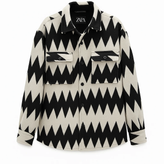 کت فوتر پشمی با طرح هندسی مدرن داری (ترکیب رنگ مشکی، سفید) | سنگینوزن