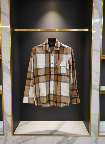 پیراهن پشمی چهارخونه با پارچه برسخورده و ترکیب رنگ خاص – کد ۸۹۱