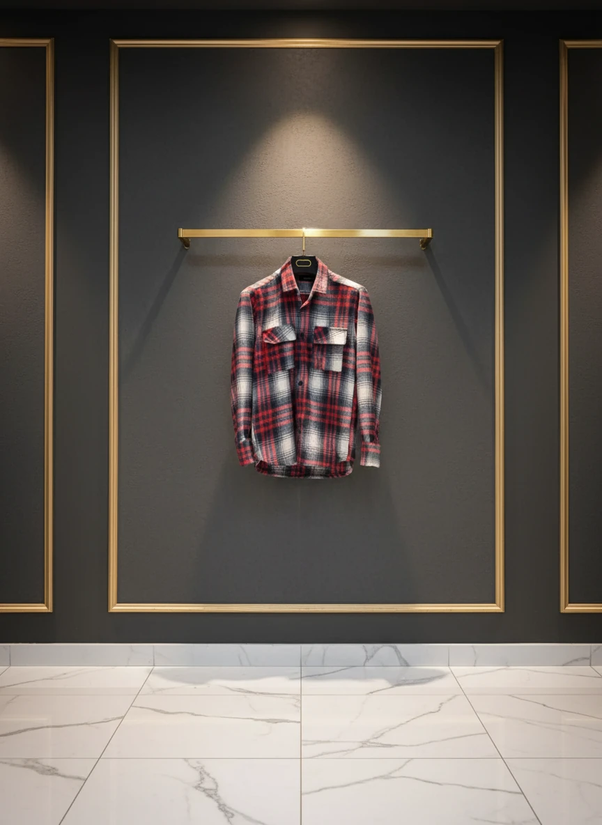 پیراهن پشمی چهارخونه با پارچه برس‌خورده و ترکیب رنگ قرمز سفید – کد ۸۹۲