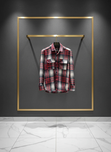 پیراهن پشمی چهارخونه با پارچه برسخورده و ترکیب رنگ قرمز سفید – کد ۸۹۲