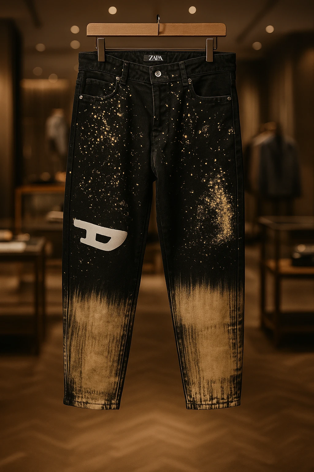 🌟 شلوار مام کاستوم Galaxy Paint - واش اسید طلایی 🌟