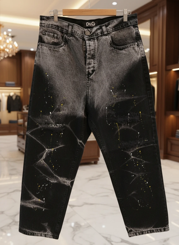 ✨ “شلوار جین مردانه D&G مدل Galaxy Splash - طرح آبرنگی فضایی با اسپلش رنگ”✨