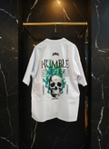 تیشرت لش باکسی سفید مردانه پشت چاپ طرحخفن جمجمه کد ۱۶۵۱
