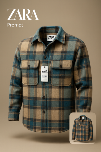 پیراهن پشمی چهارخونه با پارچه برسخورده نرم، در ترکیب رنگ کرم، آبی نفتی و مشکی با تهمایههای خاکی – کد ۹۸۹