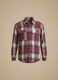 پیراهن پشمی چهارخونه با پارچه برسخورده و ترکیب رنگ قرمز سفید – کد ۸۹۲