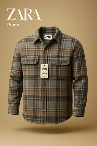 پیراهن پشمی چهارخونه طوسی–نارنجی کمرنگ نرم، گرم و مناسب فصلهای سرد با ترکیب رنگی خاص و جذاب