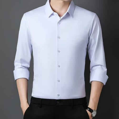 پیراهن سفید مردانه نخی پارچه فول کش کیفیت استثنایی