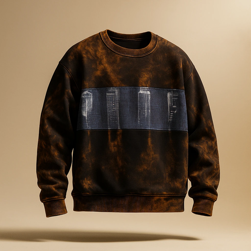 دورس سه نخ داخل کرک کاستوم شده رنگ مشکی با دیسترایس جین آبی خاص