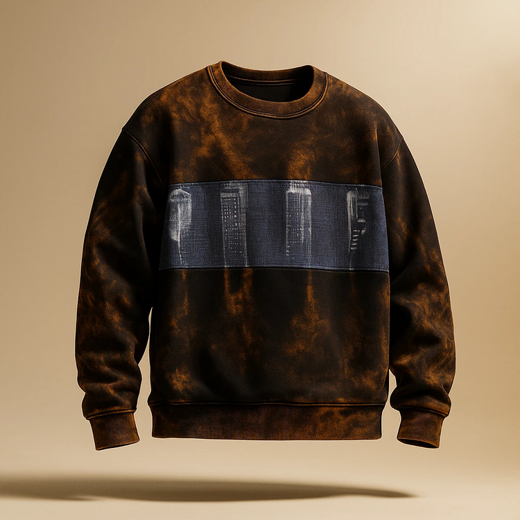 دورس سه نخ داخل کرک کاستوم شده رنگ مشکی با دیسترایس جین آبی خاص