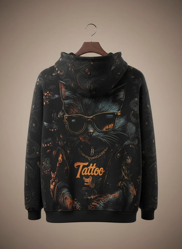 هودی نینجایی مشکی طرح کت | پارچه دورس گرم بالا