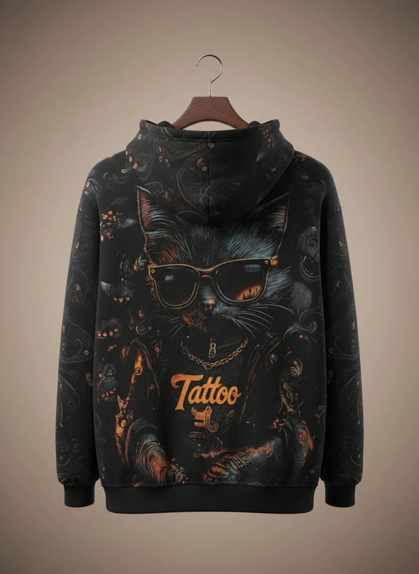 هودی نینجایی مشکی طرح کت | پارچه دورس گرم بالا