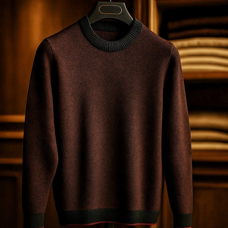 پلیور بافت یقه گرد رنگ خاص بورگاندی/زرشکی تیره 👌 | فری سایز لش مناسب سایزهای L تا 2XL