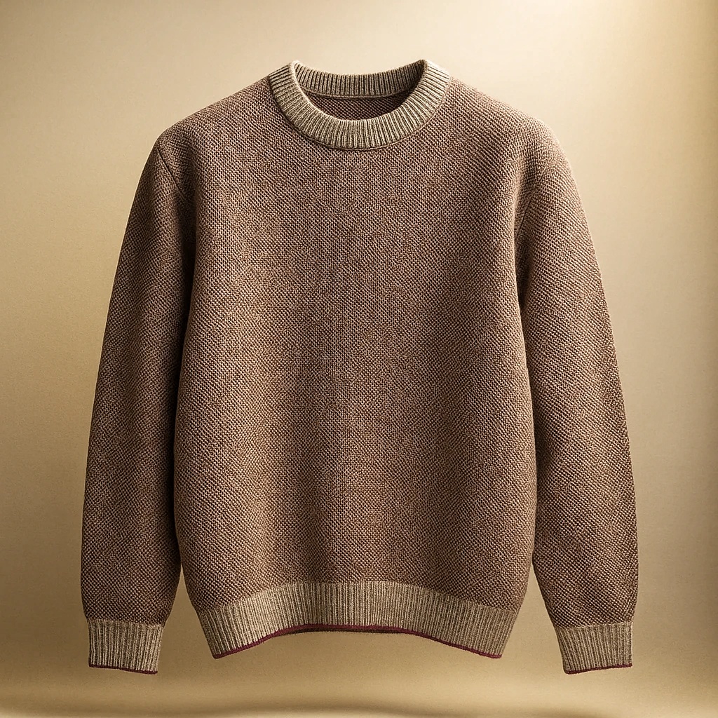 پلیور بافت یقه گرد رنگ خاص کرم اناری شیک | فری سایز لش مناسب سایزهای L تا 2XL