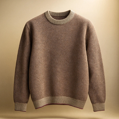 پلیور بافت یقه گرد رنگ خاص کرم اناری شیک | فری سایز لش مناسب سایزهای L تا 2XL