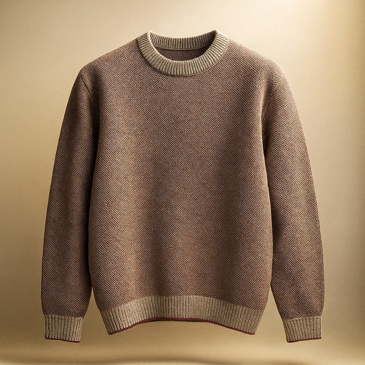 پلیور بافت یقه گرد رنگ خاص کرم اناری شیک | فری سایز لش مناسب سایزهای L تا 2XL