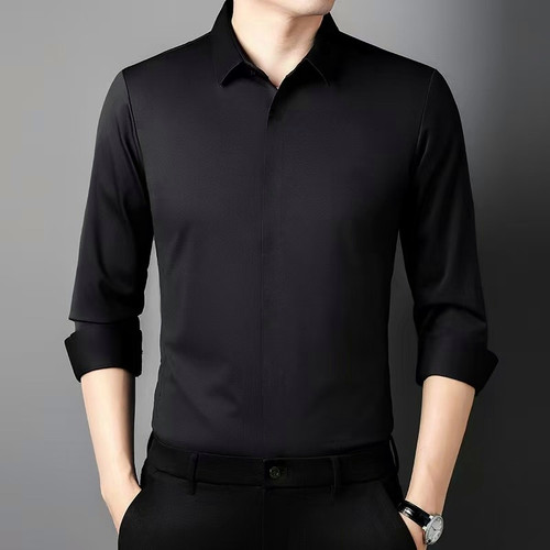 پیراهن مشکی مردانه نخی پارچه ساتن کش پنبه | تنخور و پارچه حرفه ای