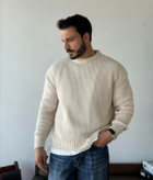 ژاکت درست بافت فندقی استخونی مردانه 👌 | فری سایز مناسب سایزهای L تا 2XL