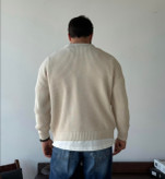 ژاکت درست بافت فندقی استخونی مردانه 👌 | فری سایز مناسب سایزهای L تا 2XL